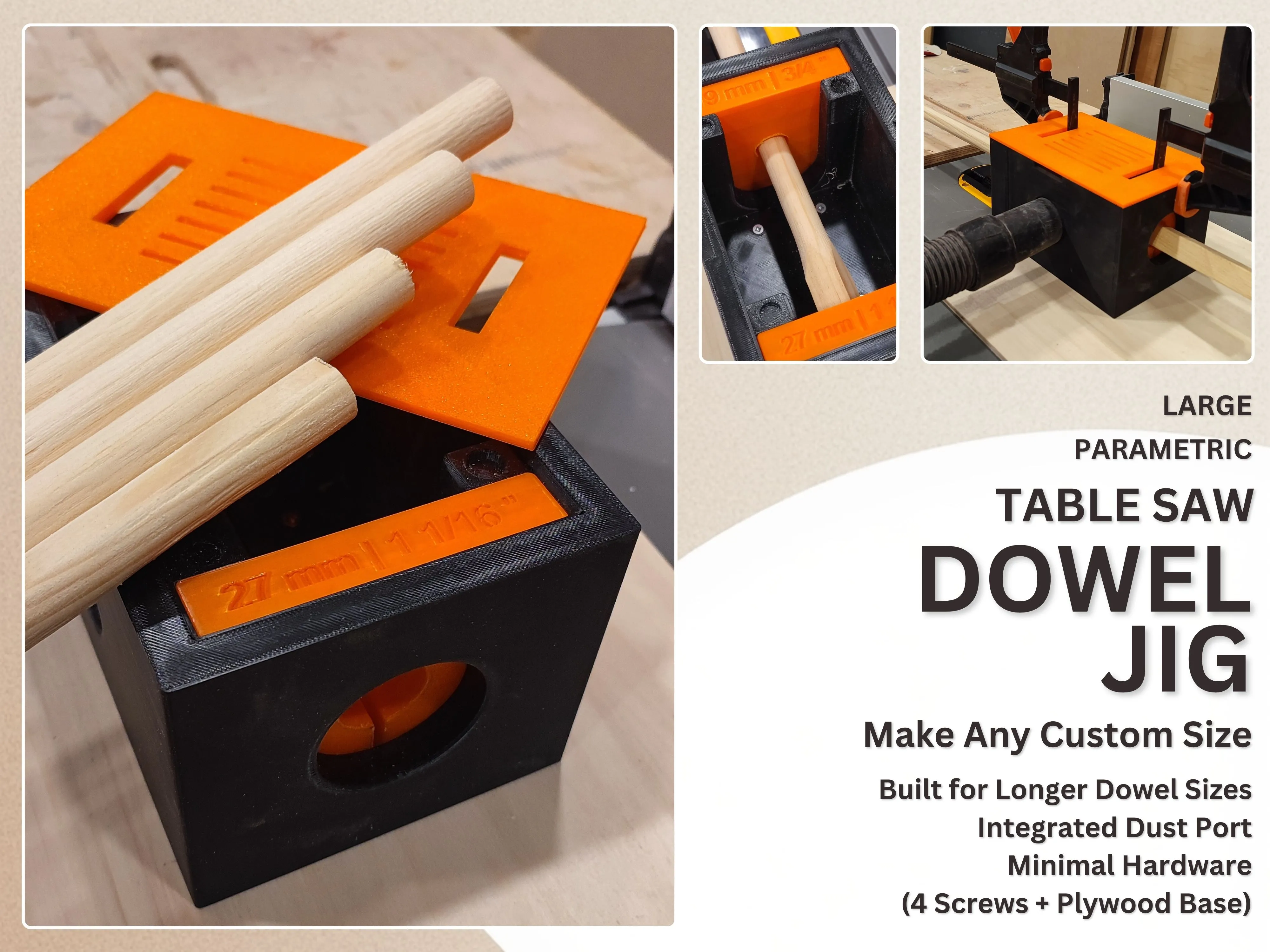 Compact Table Saw Dowel Jig - Dowel Maker foto 1